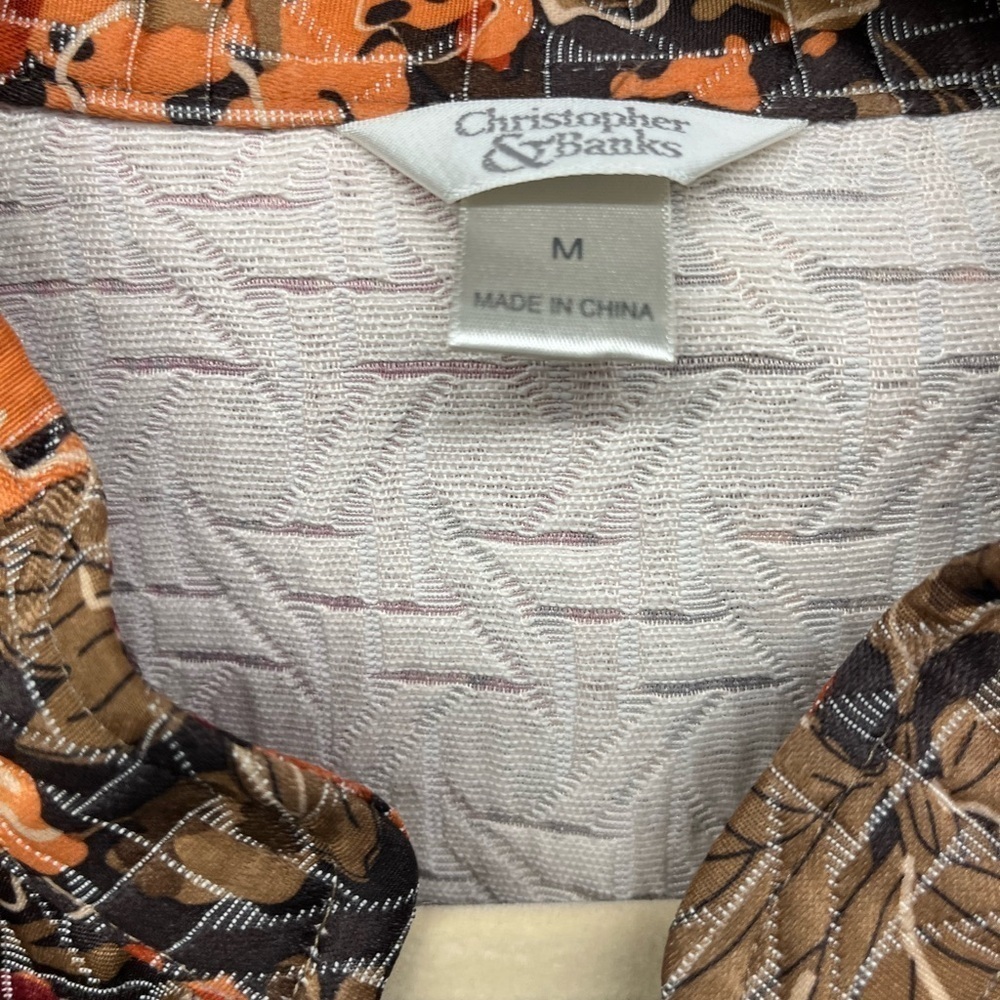 Christopher & Banks Orange Tan Blazer with Floral Pattern - Picture 2 of 3